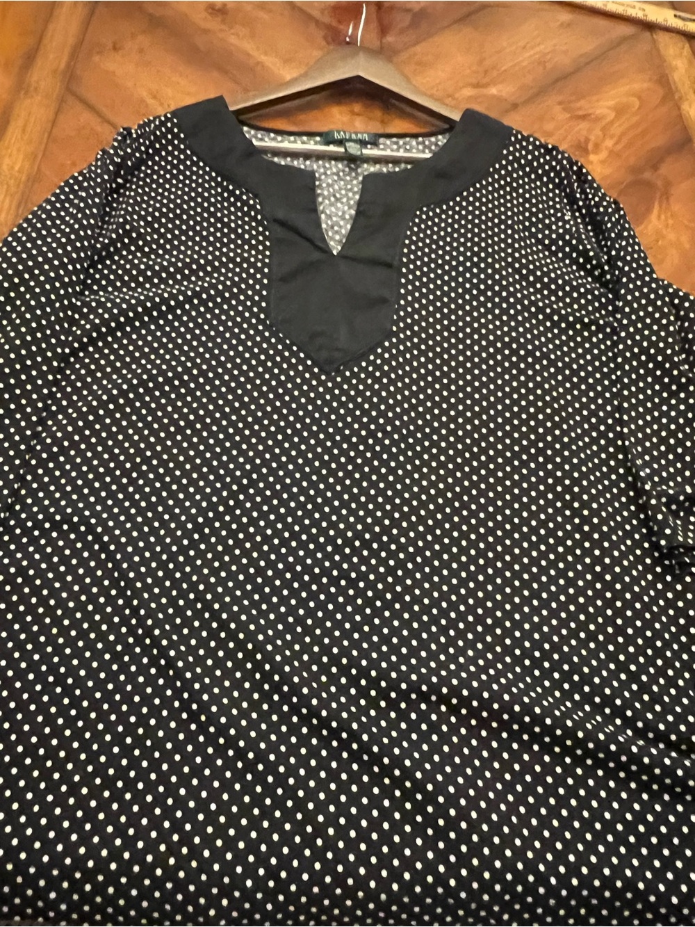 Ralph Lauren Black Polka Dot V-Neck Tunic